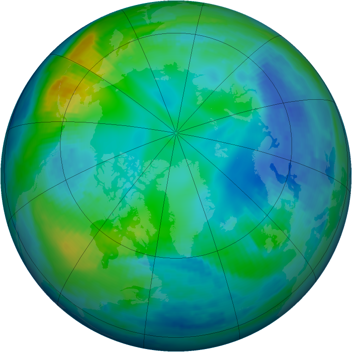 Arctic ozone map for 10 November 1997